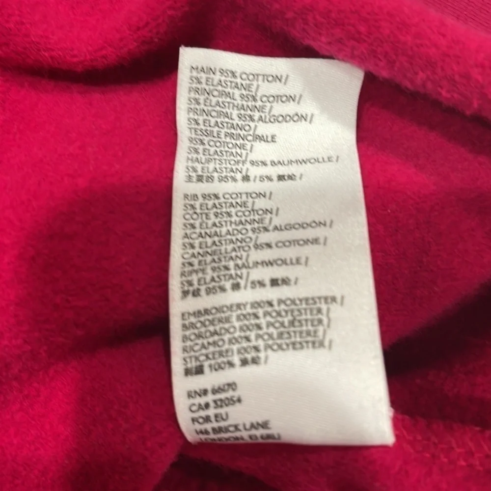 ANTHROPOLOGIE Saturday Sunday Crop Star Embroidered Hoodie‎ Raspberry Pink SZ XS - Picture 9 of 9